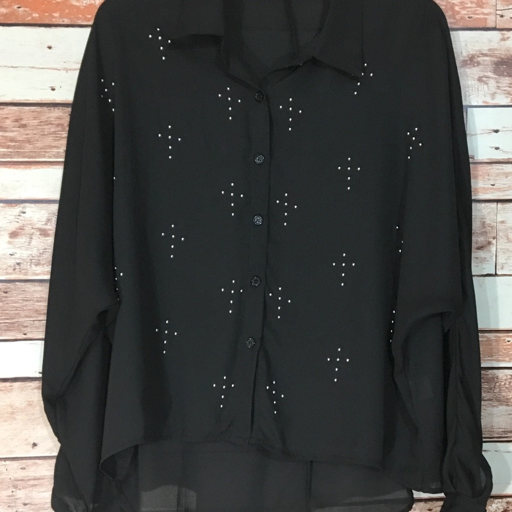 TCEC Brand Blouse Size L semi sheer